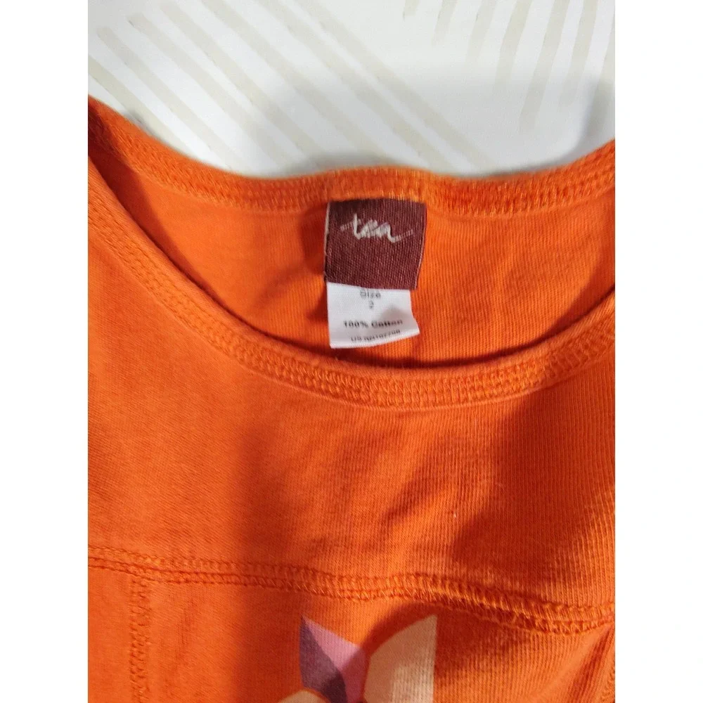 Tea Collection Girls Long Sleeve Dress Lot 3pc Floral Orange Red Size 2‎